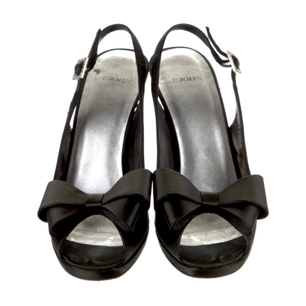 St. John Satin Bow Slingback Heels